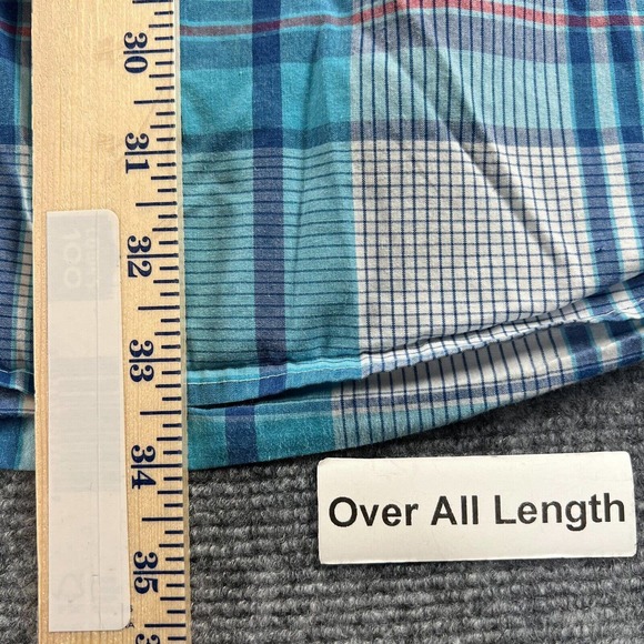 Knockout Jeans Button Up Shirt Mens 3XB Blue Plaid Pearl Snap Pockets & Sleeves - Picture 7 of 8
